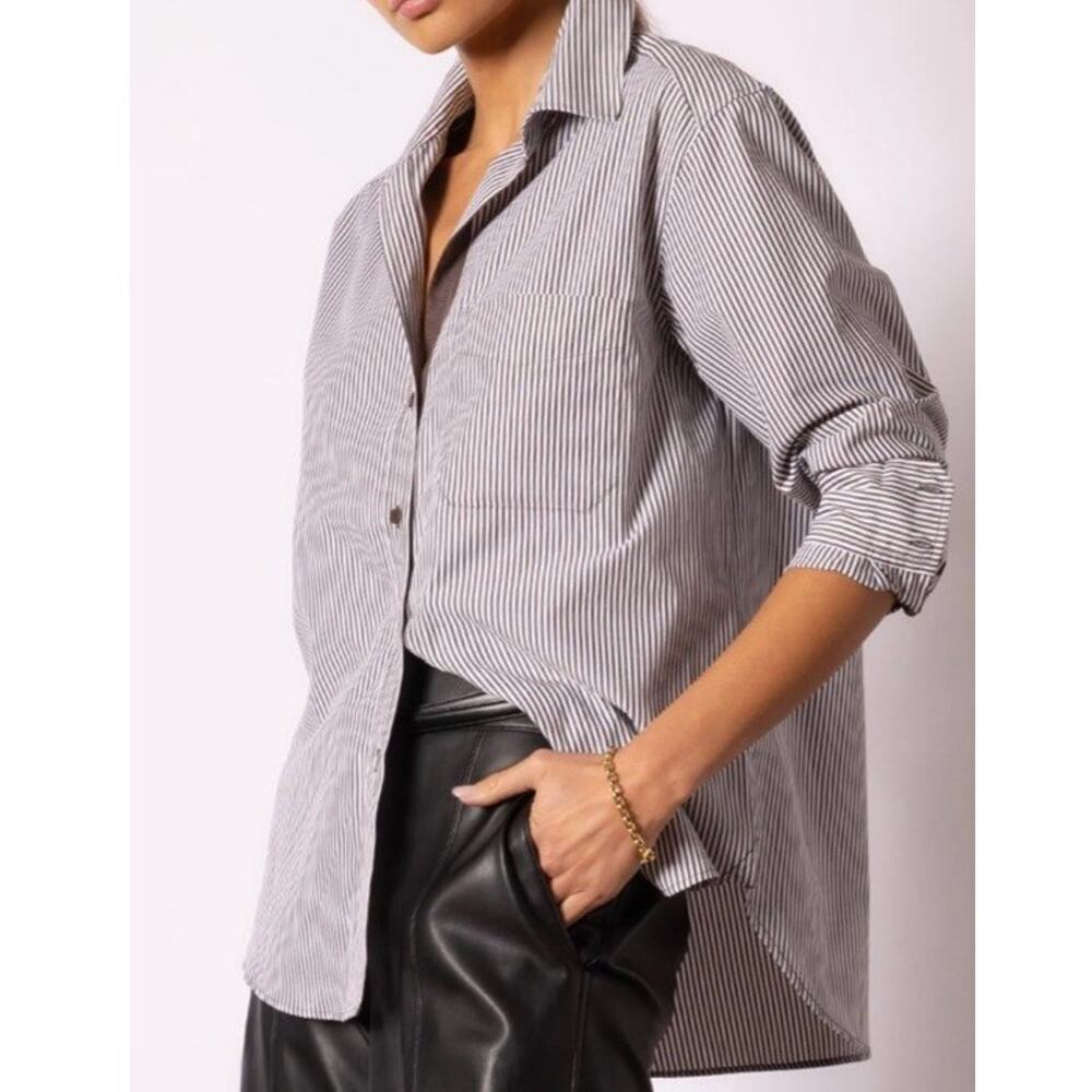 Brochu Walker Everyday Shirt Brown Flint Stripe Premium Touch Quiet Luxury Sz M - Picture 2 of 13
